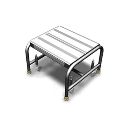 Tri Arc Manufacturing 1 Step Mobile Aluminum Step Stand w/ Solid Ribbed Top Step & 16"W Platform - WLAR001164 WLAR001164